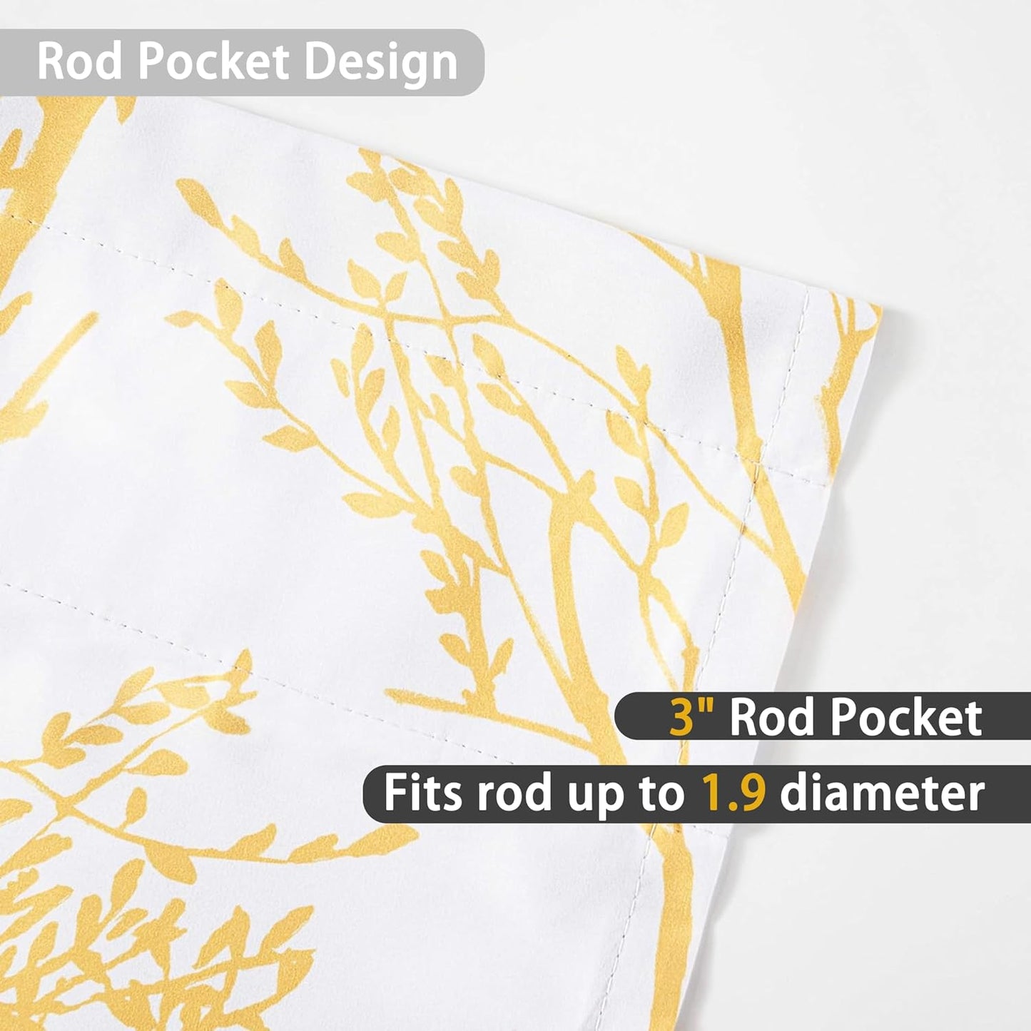 DriftAway Tree Branch Lined Valance Double Layer Blackout Thermal Insulated Abstract Ink Printing Window Curtain Valance Rod Pocket 52 Inch by 14 Inch Plus 2 Inch Header Yellow 1 Pack