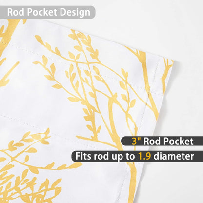 DriftAway Tree Branch Lined Valance Double Layer Blackout Thermal Insulated Abstract Ink Printing Window Curtain Valance Rod Pocket 52 Inch by 14 Inch Plus 2 Inch Header Yellow 1 Pack