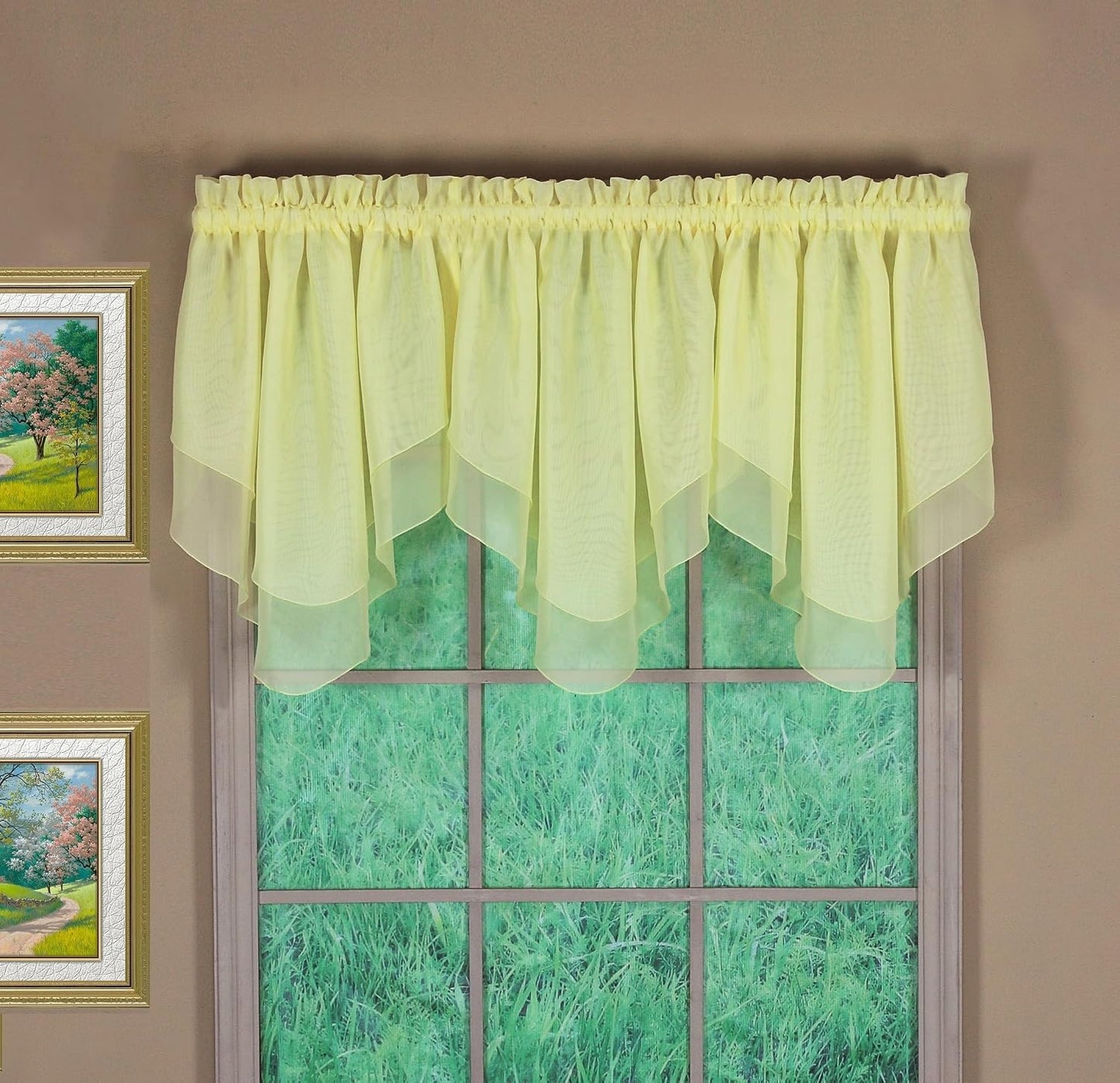 Today's Curtain Emelia Original Voile Ascot 25", Yellow, 40" W x 25" L