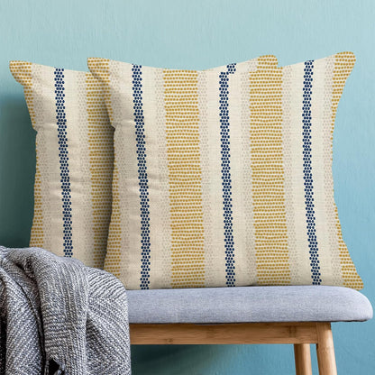 Boho Pillow Covers 18x18 Set of 2 Yellow Blue Abstract Polka Dot Stripe Throw Pillow Covers Outdoor Decor Modern Minimalism Decorative Pillowcase Farmhouse Lumbar Cushion Case for Home Couch