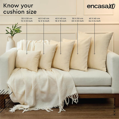 Encasa XO Farmhouse Throw Pillow Covers Set of 2 (20x20 in) Franca Yellow Stripes | Decorative Cushion Covers No Inserts | Plaid and Stripes Pillow Covers for Living Room, Couch
