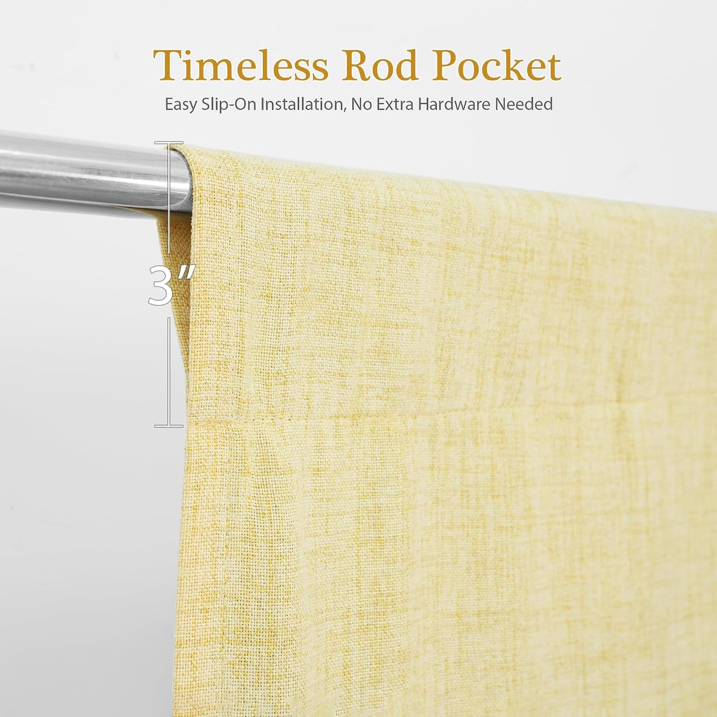 DriftAway Double Layer Linen Blackout Tie Up Curtains Thermal Insulated Fully Lined Balloon Roman Shade Bathroom Window Adjustable Rod Pocket for Small Window 25 Inch by 47 Inch Yellow
