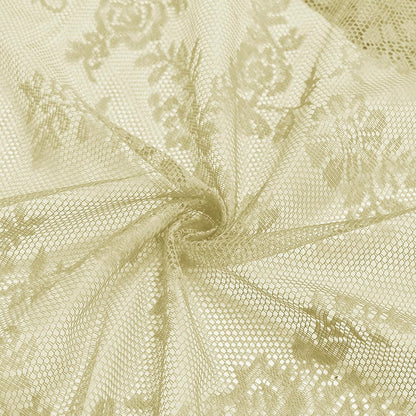 ENJOYBRIDAL Yellow Curtains 84 Inches Long Scalloped Living Room Drapes Sheer Lace Floor Length Rod Pocket Window Curtains 2 Panel Sets Boho Bedroom French Country Floral Window Treatments