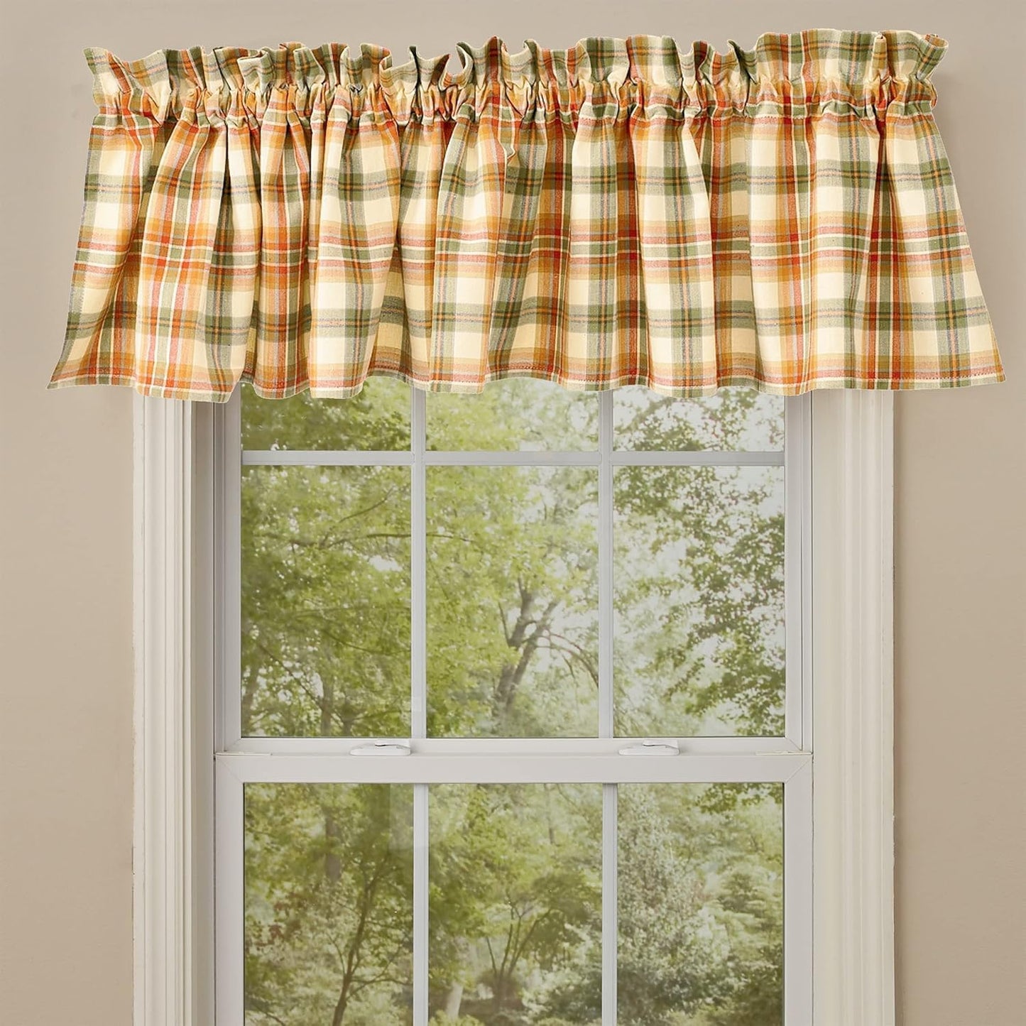 Park Designs Farmhouse Kitchen Valances for Windows - Lemon Pepper | Fall Decor Window Valance Curtains | Plaid Curtain Valances for Windows | Ideal for BOHO Living Rooms & Bathrooms | 72" x 14"