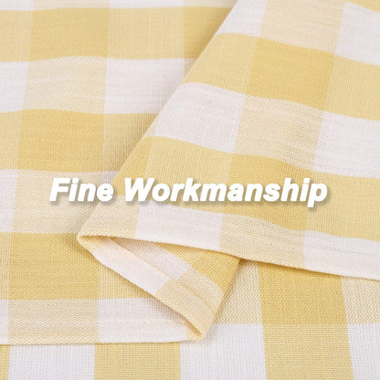 Gingham Buffalo Check Autumn Yellow Cafe Kitchen Curtain Valances, Plaid Design Thick Yarn Dyed Fabric Rod Pocket Valance Curtains for Bathroom, Living Room, 55" x 15", Yellow/White