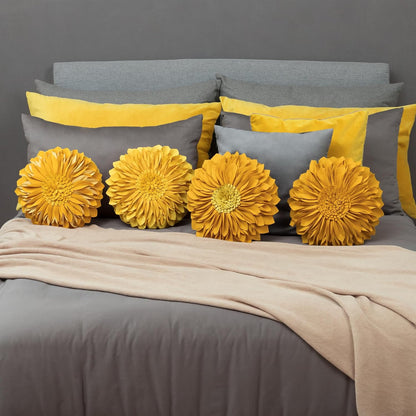 JWH 3D Sunflower Throw Pillow Cover, Gold Yellow, 12 Inch | Decorative Accent Case, Round Cushion, Small Floral Pillowcase, Home Bed Living Room Couch Car Pops