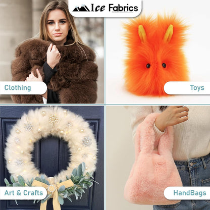 Ice Fabrics Faux Fur Fabric by The Yard - 60 Inches Wide Super Soft and Fluffy Shaggy Mohair Fur Fabric for Costumes, Apparel, Rugs, Pillows, Decorations and More - Yellow - Half Yard