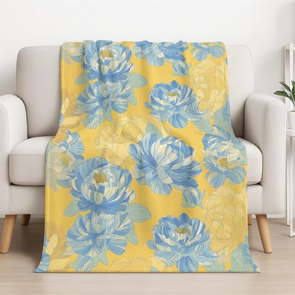 Oil Painting Blanket Cozy for Boys Girls Men Women Teens Adults, 50" x 70" Lemon Yellow Throw Blanket, Soft Cozy Lightweight Throw Plush Blankets
