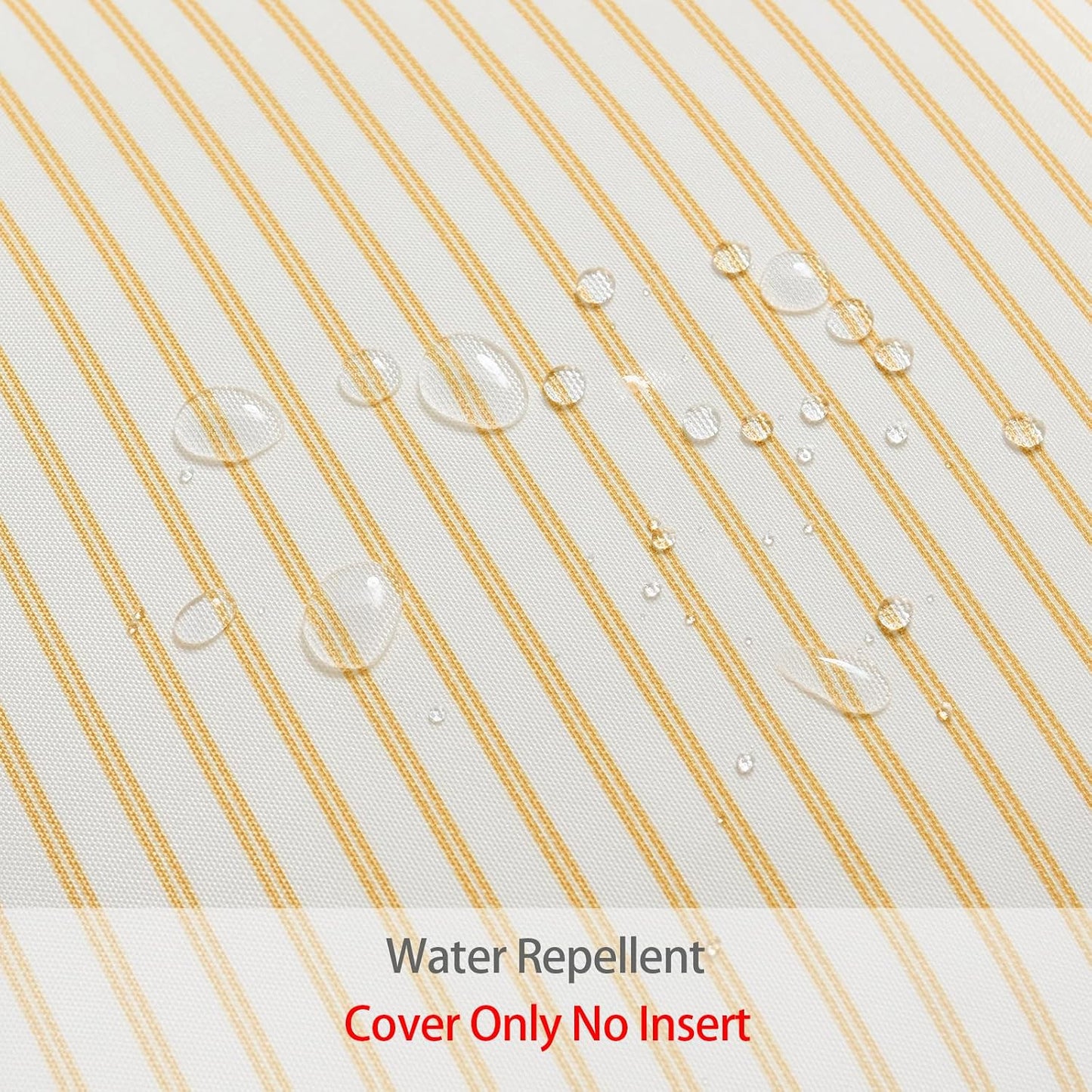 DEZENE 18x18 Yellow Outdoor Pillow Covers Pack of 2, Striped Scalloped Coastal Farmhouse Water Resistant Throw Pillow Cases Cushion Cover for Patio and Porch Decor