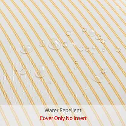 DEZENE 18x18 Yellow Outdoor Pillow Covers Pack of 2, Striped Scalloped Coastal Farmhouse Water Resistant Throw Pillow Cases Cushion Cover for Patio and Porch Decor
