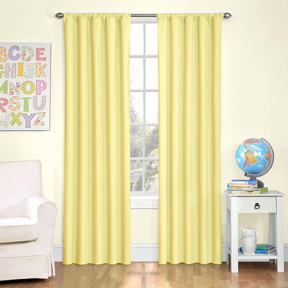 ECLIPSE Microfiber Blackout Thermal Rod Pocket Window Curtain for Bedroom or Nursery (1 Panel), 42 in x 63 in, Yellow