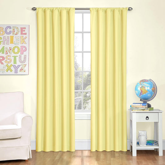 ECLIPSE Microfiber Blackout Thermal Rod Pocket Window Curtain for Bedroom or Nursery (1 Panel), 42 in x 63 in, Yellow