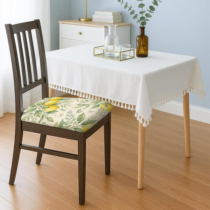Lemon Seat Covers for Chairs, Botanical Natural Leaf Flower Summer Yellow Spandex Washable Stretch Breathable Chair Covers Decor for Kitchen Restaurant Office Party 4pcs