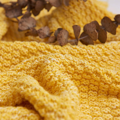 Longhui bedding 100% Cotton Knitted Throw Blanket – Yellow, Soft & Cozy, Machine Washable, 51"x63" – Perfect for Living Room, Couch, Sofa, Bed or Travel