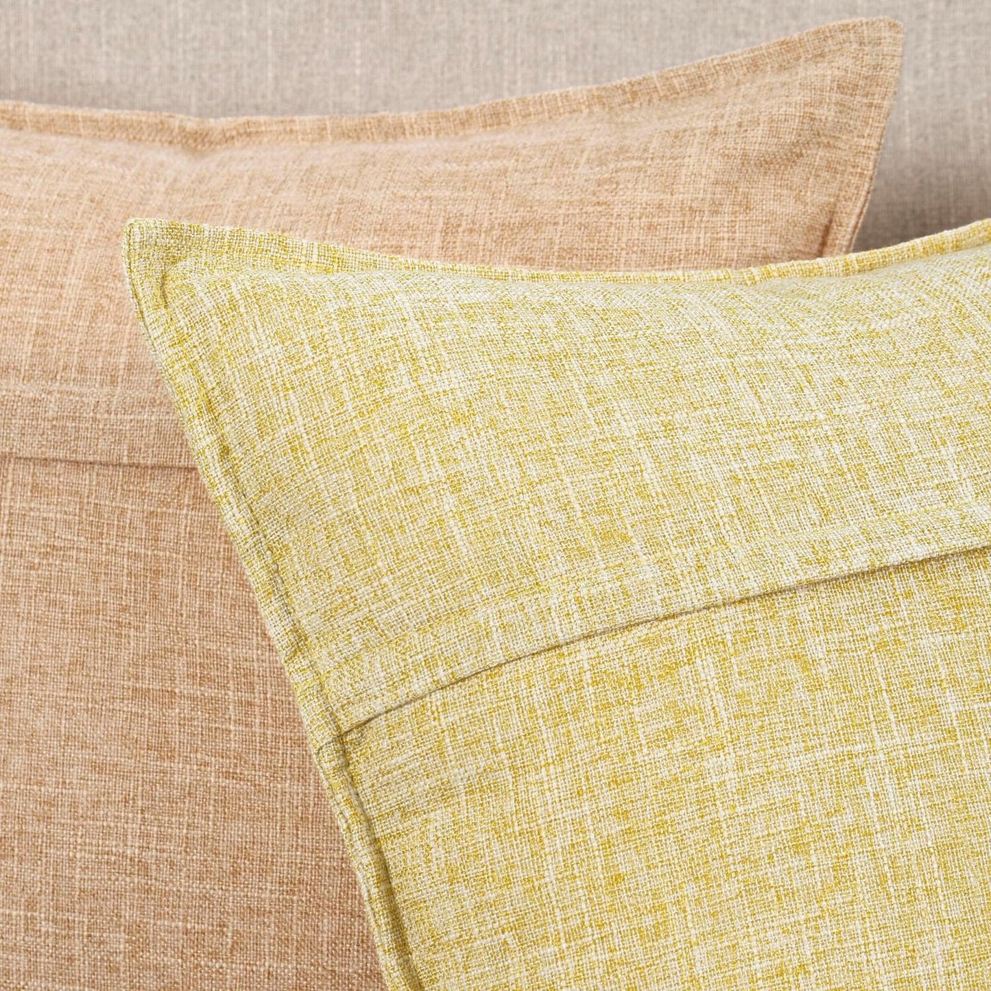 MADIZZ Pack of 2 Decorative Faux Linen Throw Pillow Covers 16x16 Inch Light Yellow Natural Soft Boho Farmhouse Couch Throw Pillows for Bed Accent Modern Pillowcase for Sofa Living Room Home Decor
