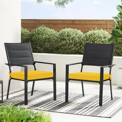 Basic Beyond Outdoor Chair Cushions for Patio Furniture, Waterproof Outdoor Seat Cushions Set of 4 19 x 19, Patio Chair Cushions Set of 4 with Ties and Handle, Yellow