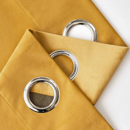 ANRODUO Mustard Yellow Velvet Curtains 96 Inches Long Blackout Thermal Insulated Soundproof Curtain Privacy Room Darkening Curtains Grommet Window Drapes for Bedroom Living Room Set of 2