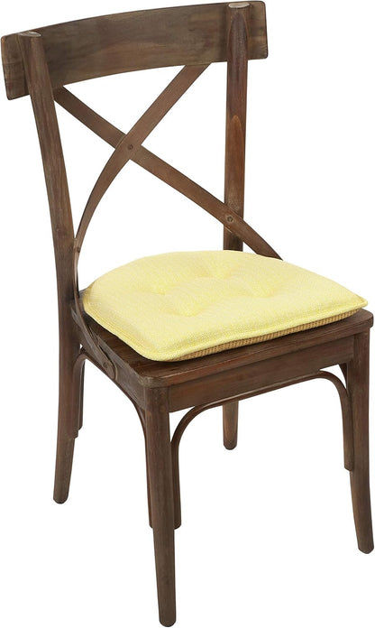 Klear Vu Omega Non-Slip Chair Cushions, Assembled in USA, U-Shaped Skid-Proof Seat Pads for Dining Room, Kitchen, Office, 15"x16" 6 Pack Solid Yellow 6 Count