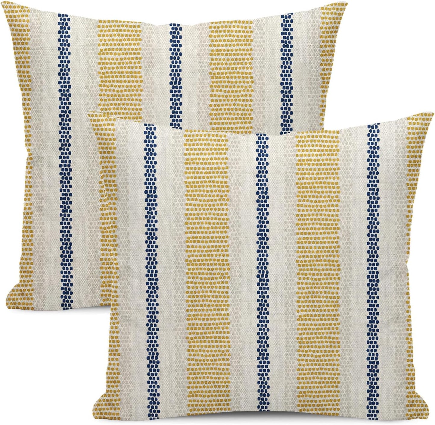Boho Pillow Covers 18x18 Set of 2 Yellow Blue Abstract Polka Dot Stripe Throw Pillow Covers Outdoor Decor Modern Minimalism Decorative Pillowcase Farmhouse Lumbar Cushion Case for Home Couch