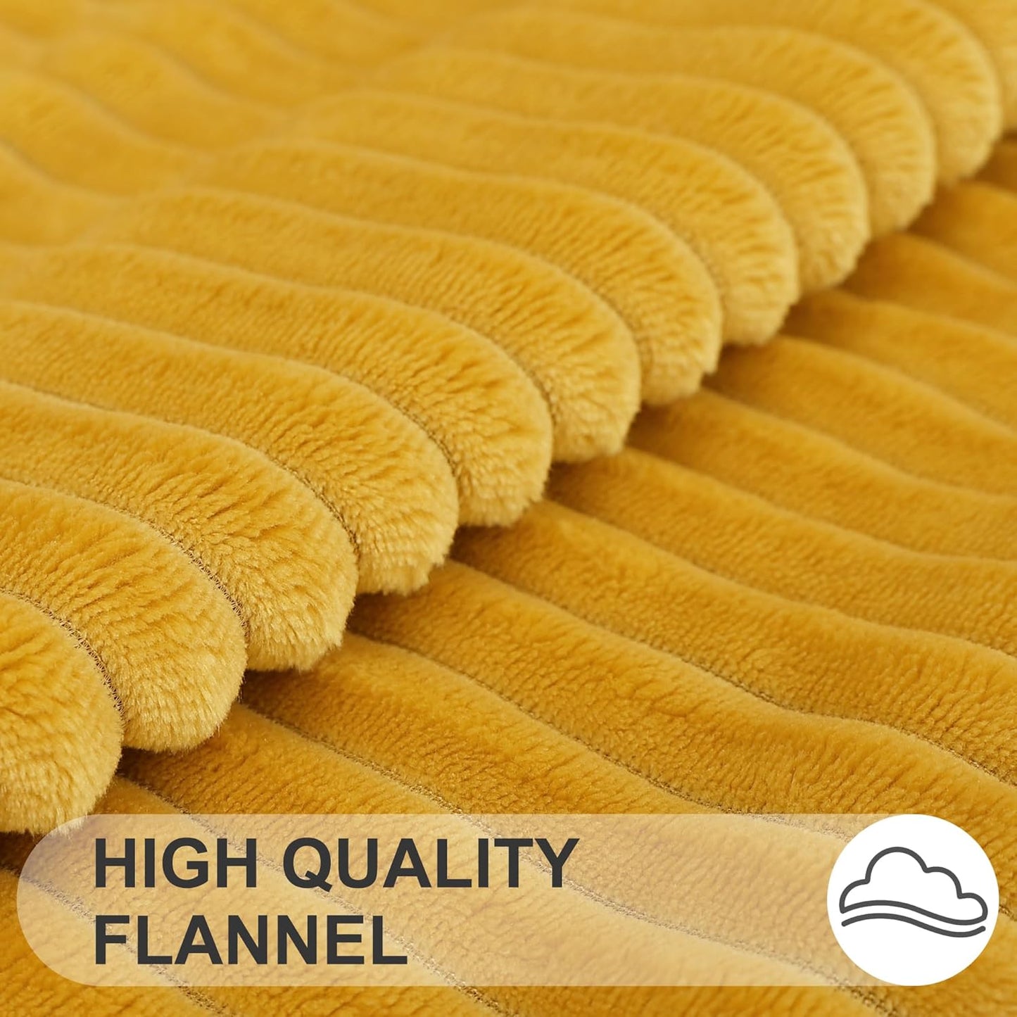 Simmore Decorative Fall Throw Pillow Covers 18x18 Set of 2, Soft Natural Plush Flannel Double-Sided Fluffy Couch Pillow Covers for Sofa Living Room, Mustard Yellow