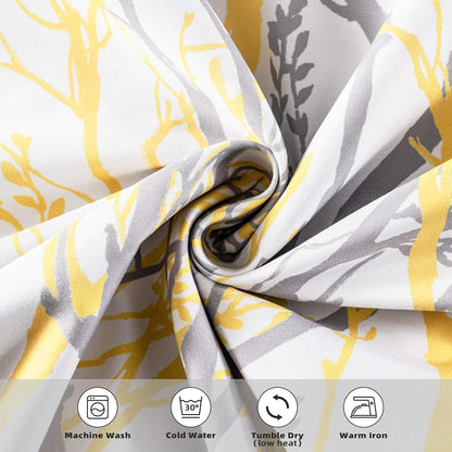 DriftAway Tree Branch Blackout Curtains Double Layer 84 Inches Long for Bedroom Printed Patterned Classic Thermal Insulated Summer Sound Lined Grommet Drapes for Living Room 2 Panels Yellow/White