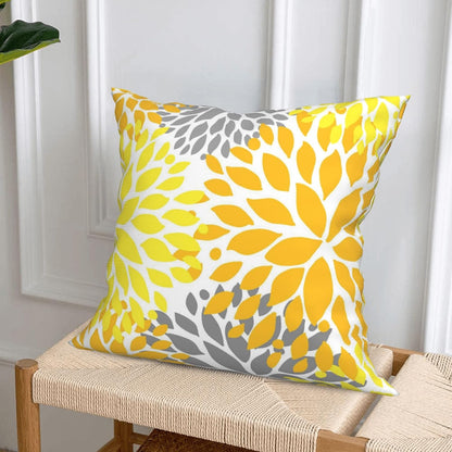 Yellow Pillow Covers 18x18 Inch Set of 4 Yellow Gray Dahlia Flower Throw Pillows Modern Geometric Floral Square Cushion Covers for Sofa Couch Bed Living Room Decorative Pillowcases