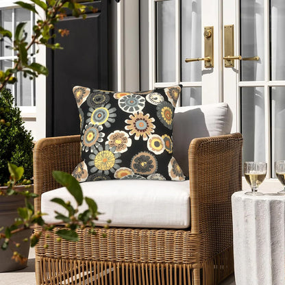 LVTXIII Outdoor/Indoor Throw Pillows, Decorative Throw Pillows with Inserts, 18"x18" Square Pillows for Bed, Couch, Sofa and Patio Furniture, Set of 2, Black Yellow Crosby