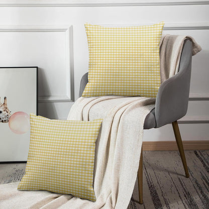 Emvency Throw Pillow Cover Accent Yellow Gingham Spring White Livingroom Decorative Pillow Case Home Decor Square 18 x 18 Inch Pillowcase
