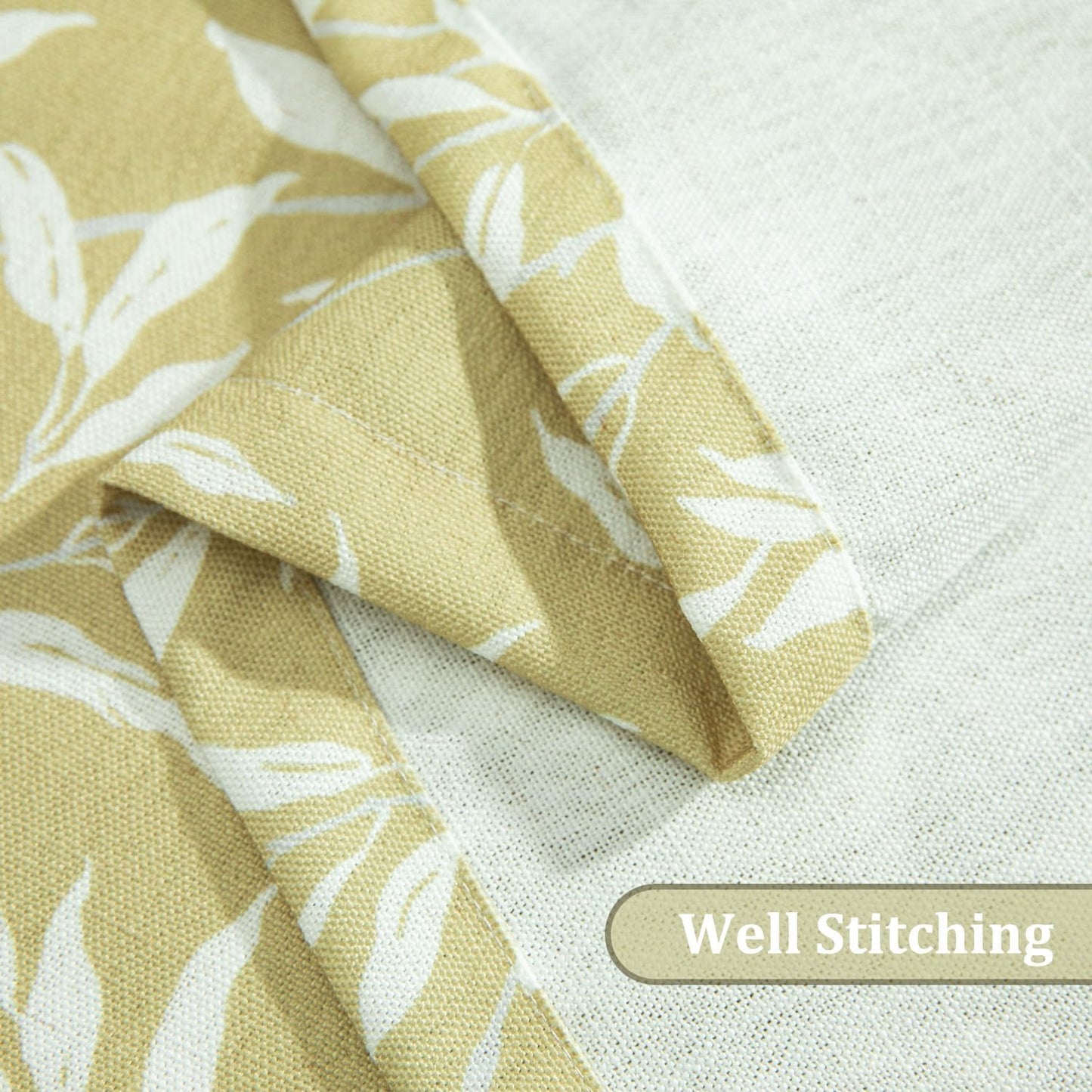 VOGOL Curtain Valances Leaves Meticulous Printed Window Curtains for Kitchen, Top Rod Pocket 52 x 18 Valance for Farmhouse Small Window, Yellow, One Panel