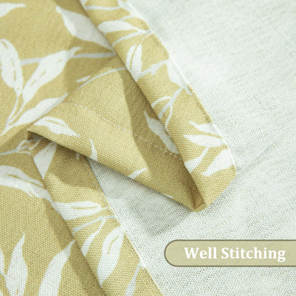 VOGOL Curtain Valances Leaves Meticulous Printed Window Curtains for Kitchen, Top Rod Pocket 52 x 18 Valance for Farmhouse Small Window, Yellow, One Panel