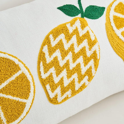 ONWAY Summer Lemon Pillow Covers 12x20 Inch Yellow Emboridery Farmhouse Boho Decorative Lumbar Patio Cushion Case for Sofa Couch Living Room