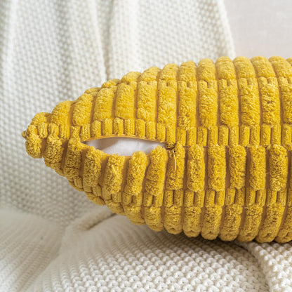 Pack of 2 Corduroy Decorative Throw Pillow Covers 18x18 Inch Soft Boho Striped Pillow Covers Modern Farmhouse Home Decor for Summer Sofa Living Room Couch Bed Mustard Yellow