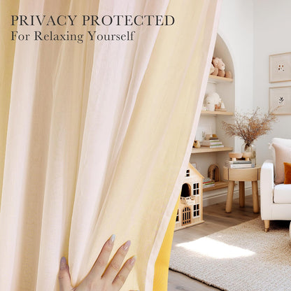 PONY DANCE Blackout Curtains - Curtains 84 inches Long with Sheer Overlay Nursery Panels for Bedroom/Living/Dining Room, 52 W by 84 L, Lemon Yellow, 2 Pieces