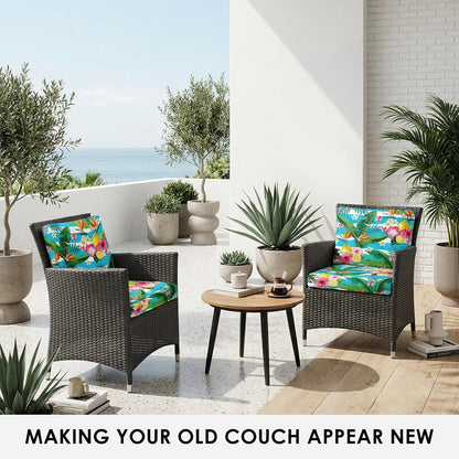 8 Pcs Summer Lemon Stretch Patio Cushion Covers Tropical Floral Outdoor Cushion Covers Outdoor Seat Couch Sofa Slipcovers Washable Replacement Couch Slipcovers Furniture Protector for Garden Porch