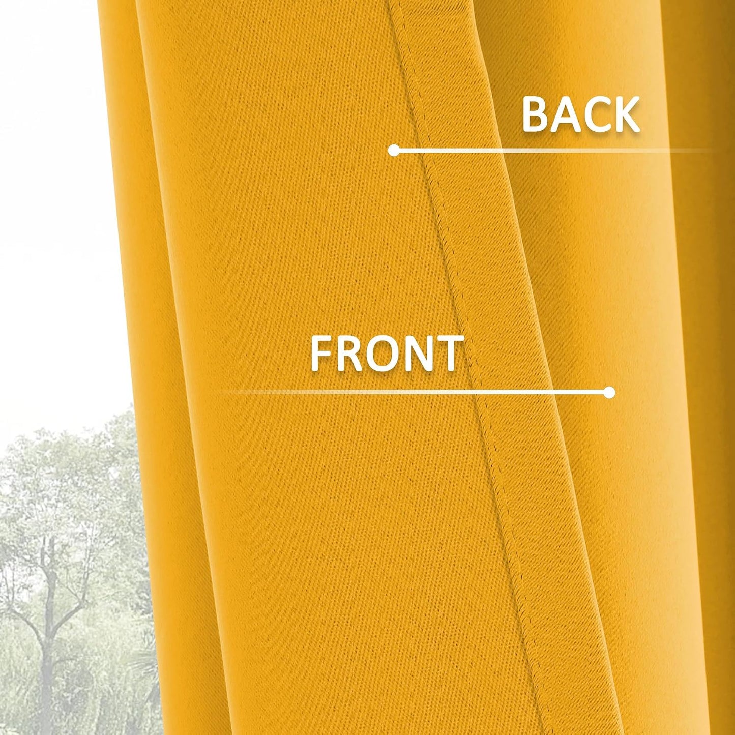 HUTO Blackout Curtains and Drapes for Bedroom - Extra Long Room Darkening Thermal Insulated Solid Window Antique Copper Grommet Draperies for Living Room (Gold Yellow, 1 Pair, 52 x 96-Inch)