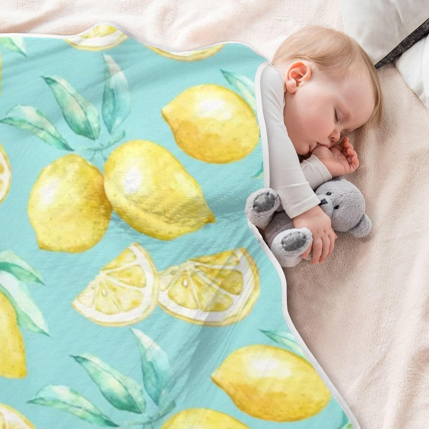 Yellow Lemon Baby Blanket Bed Crib Stroller Cover Blanket Wrap Soft Swaddling Blanket