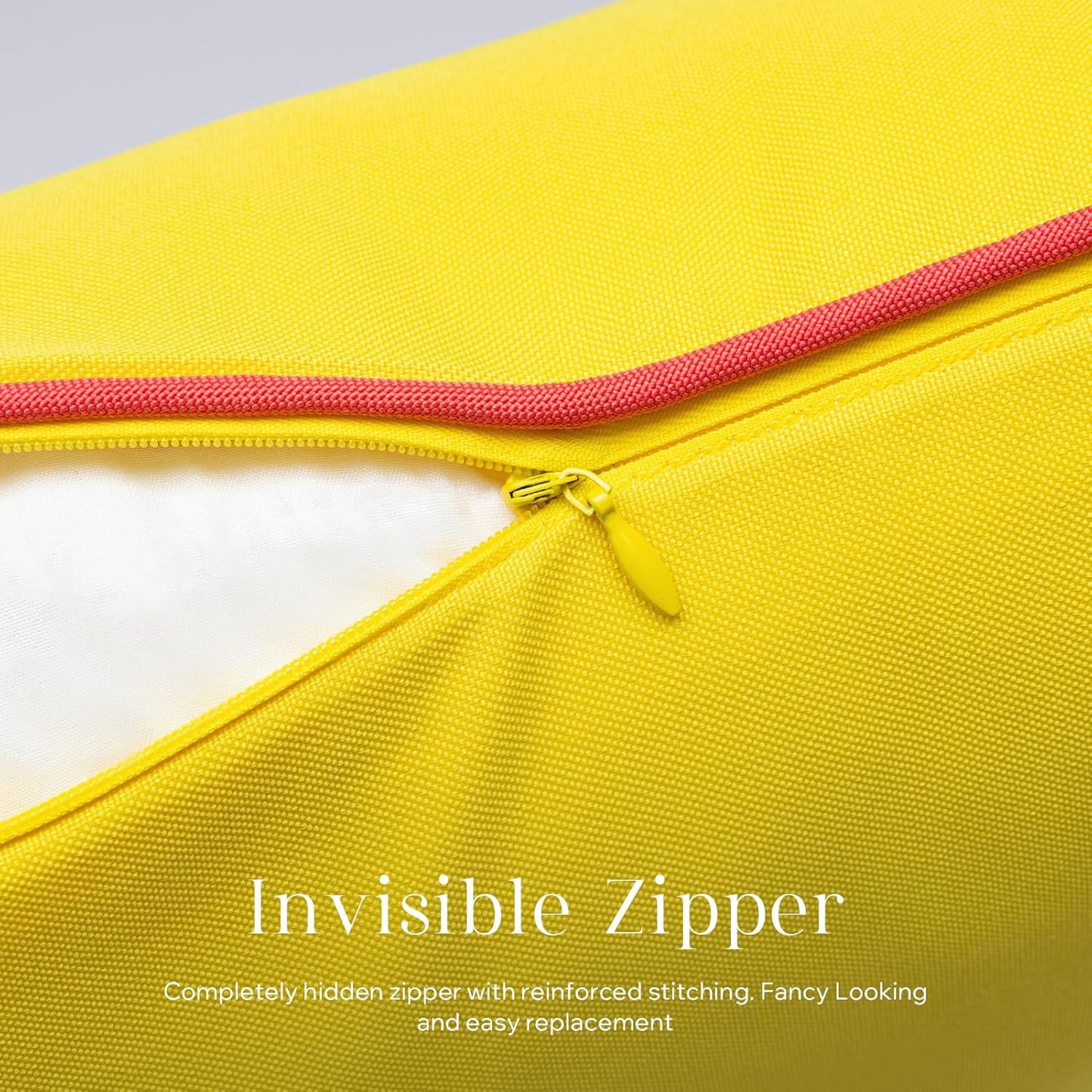 Phantoscope Pack of 2 Outdoor Waterproof Throw Pillow Covers with Contrast Piping, Decorative Square Cushion Case Patio Pillows for Couch Tent, Lemon Yellow 12x20 inches