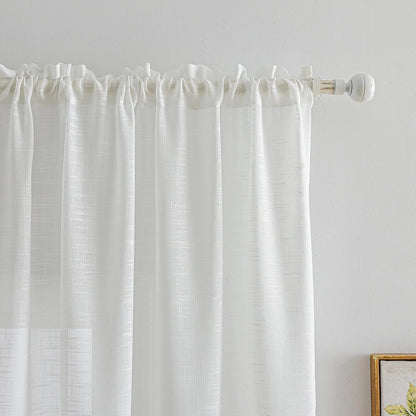 SUOUO Grey and Yellow Floral Sheer Curtains Linen Textured for Living Room 96 inches Long Rod Pocket Print Wildflower Window Drapes for Bedroom 2 Panels