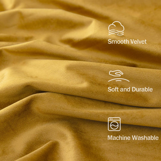 Mustard Yellow Gold Velvet Curtain 84 Inch Long 2 Panel for Living Room Darkening Light Blocking Heat Resistant Warm Fall Drape for Patio Sliding Door French Window Vintage 52x84 Floor Length Back Tab