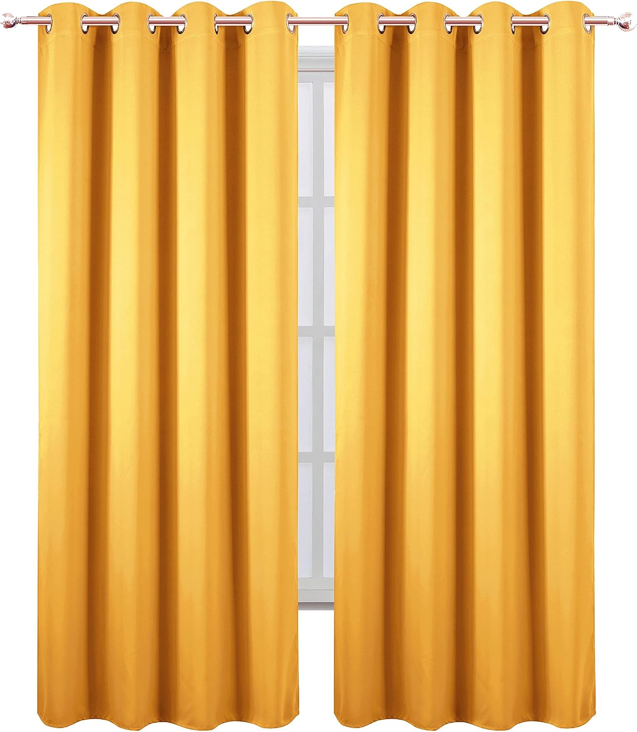 LEMOMO Yellow Thermal Blackout Curtains/52 x 84 Inch/Set of 2 Panels Room Darkening Curtains