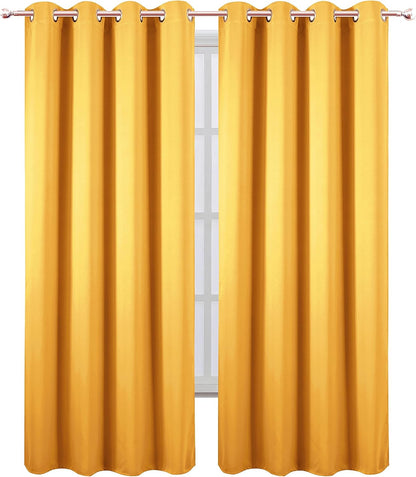 LEMOMO Yellow Thermal Blackout Curtains/52 x 84 Inch/Set of 2 Panels Room Darkening Curtains