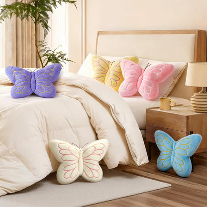 FALAX Yellow Butterfly Shaped Pillow 16.9" Plush Decorative Throw Pillows | Soft Hugging Pillows, Comfort Seat Cushions, Aesthetics Room Decor, Cute Decorative Throw Pillows for Bedroom Couch Bed Dorm