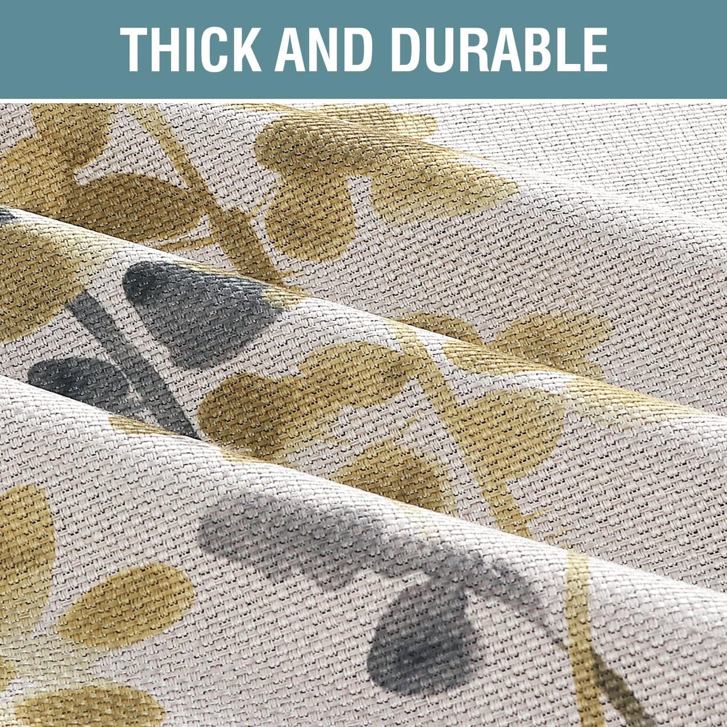H.VERSAILTEX Linen Blackout Curtains 96 Inches Long Thermal Insulated Room Darkening Linen Curtains for Bedroom Textured Burlap Grommet Window Curtains for Living Room, 2 Panels, Grey and Yellow
