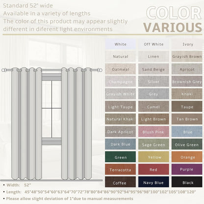Jowels Yellow Linen Blackout Curtains 84 Length 2 Panels Set for Living Room Bedroom, 100% Black Out Thermal Insulated Linen Drapes, Room Darkening Grommet Curtains 84 Inches Long, Yellow
