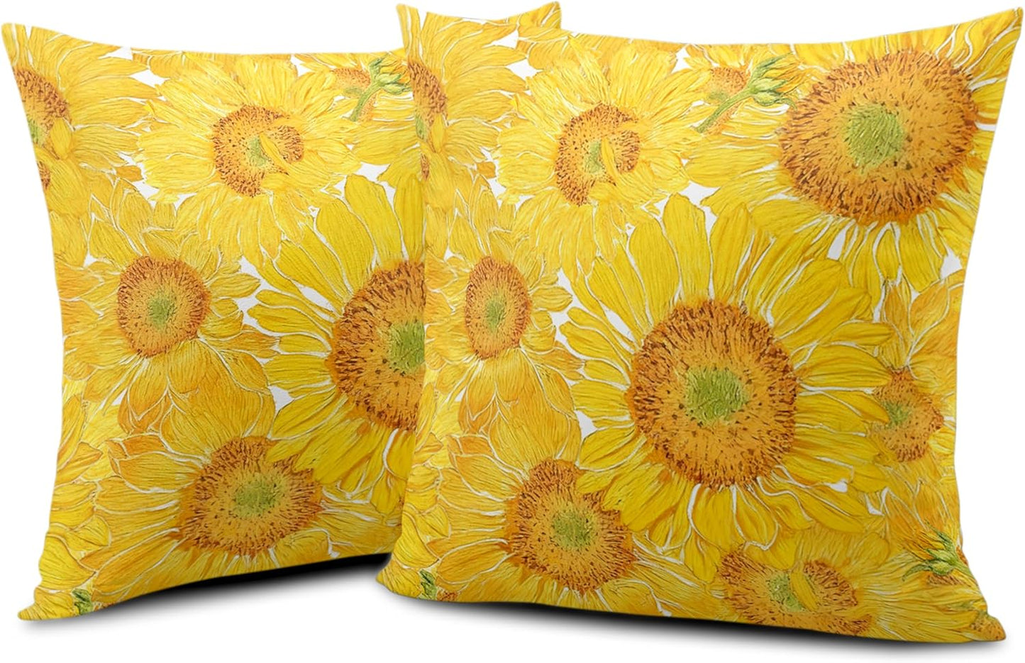 Sunflower Pillow Covers Floral Throw Pillow Covers 18x18 Yellow Pillow Case Flowers Double Sided Printing Cushion Case for Living Room Couch Sofa Set of 2