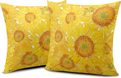 Sunflower Pillow Covers Floral Throw Pillow Covers 18x18 Yellow Pillow Case Flowers Double Sided Printing Cushion Case for Living Room Couch Sofa Set of 2