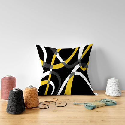 weesire Black and Yellow Throw Pillow Covers Set of 2 Modern Stripe Cushion Covers for Living Room Sofa Accent Home Decor Abstract Art Decorative Pillowcases Outdoor Pillows Covers 20"x20"