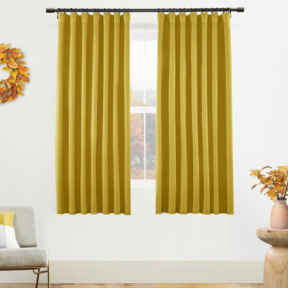 SHINELAND Mustard Yellow Retro Blackout Curtains 63 Inch Length, Thermal Insulated Boho Bright Color 70s Funky Curtains for Bedroom Living Room 2 Panel Set