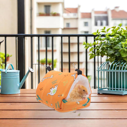 Small Pet Hamster Bed and Parrot Hanging Fleece Hammock, Warm Winter Nest with Thickened Cotton, Yellow 16x13x16 Cm, Cozy Shelter for Cage and Small Animals