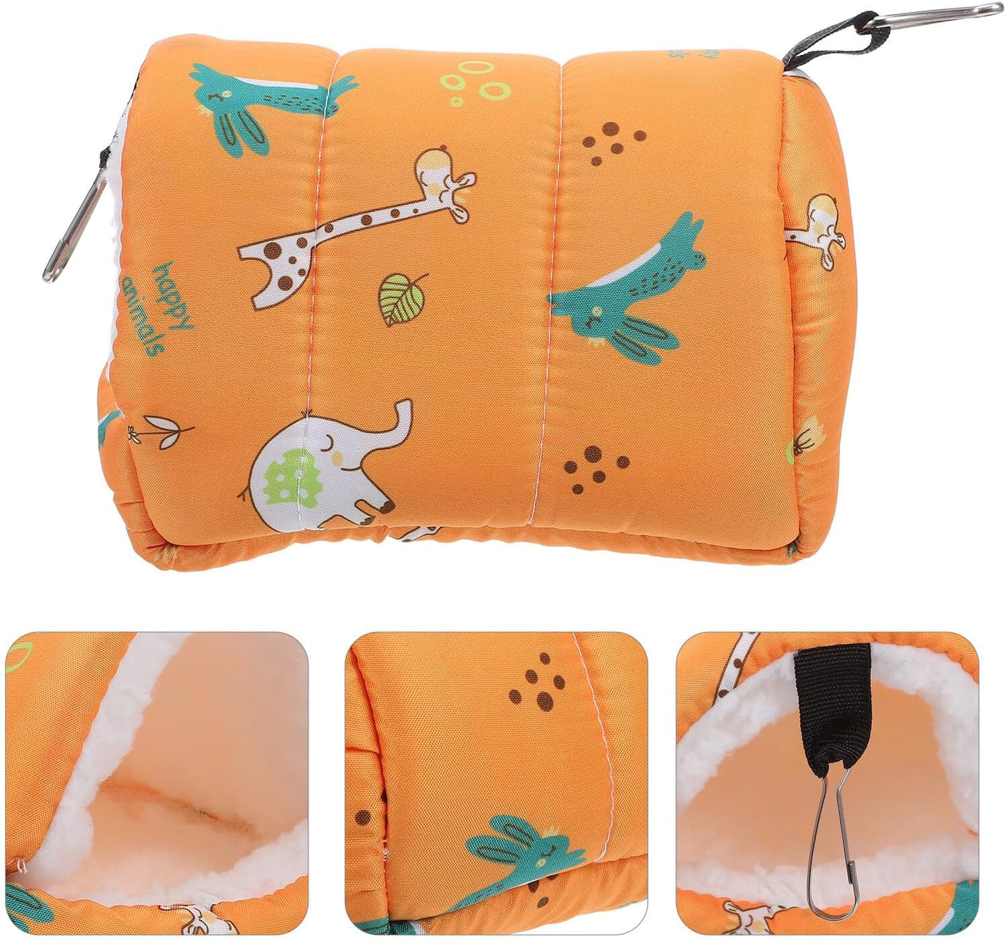 Small Pet Hamster Bed and Parrot Hanging Fleece Hammock, Warm Winter Nest with Thickened Cotton, Yellow 16x13x16 Cm, Cozy Shelter for Cage and Small Animals